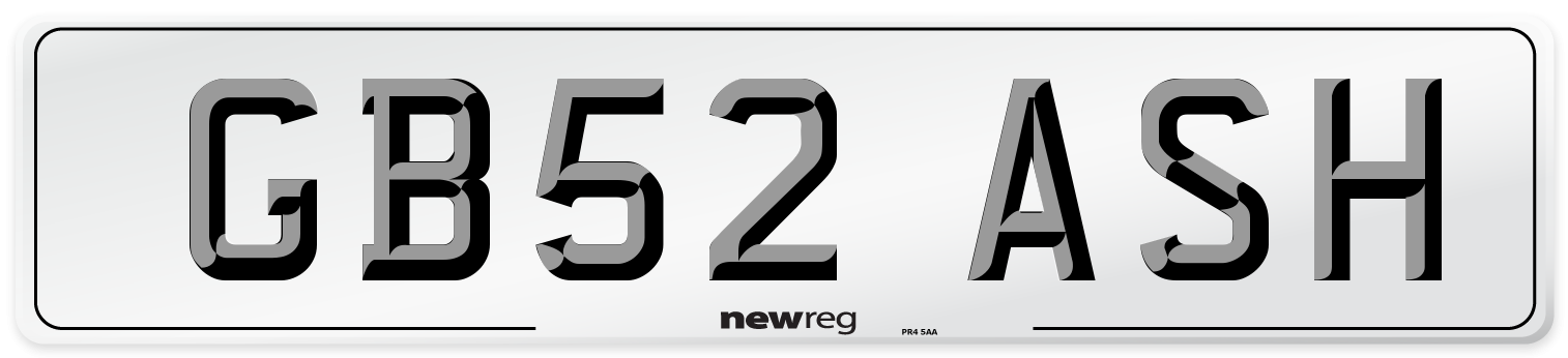 GB52 ASH Number Plate from New Reg
